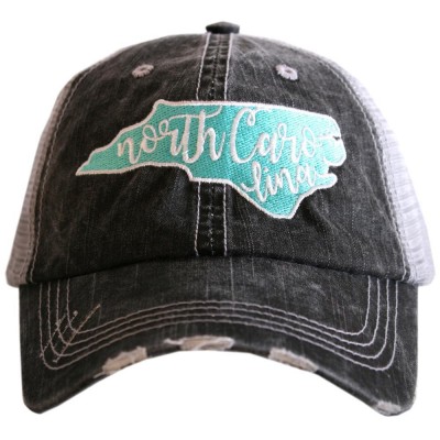 North Carolina state outline Embroidered Gray Mesh Distressed Trucker Hat NEW  eb-85417375